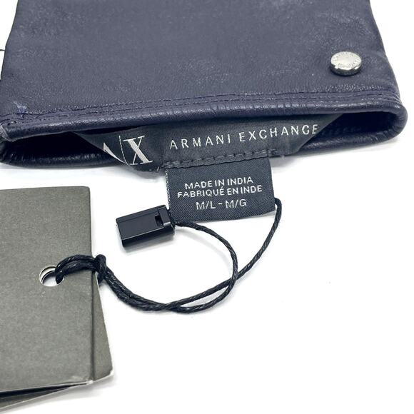 NWT AX Armani Exchange Leather Gloves Dark Fig Purp Women's Sz M/L Touch Screen - Picture 2 of 8